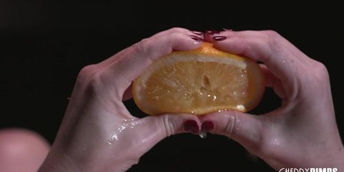 CHERRY PIMPS - Horny Lilly Bell Gets Juice From Her Fruit And Her Pussy With Masturbating Food Play