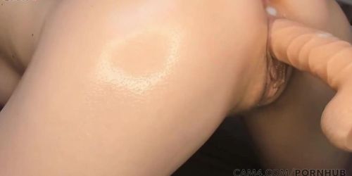 Hot Babe Camgirl With Tight Ass Gets Fucked By The Hard Sex Machine, Doggy Style Oiled Ass And Pussy | Cam4