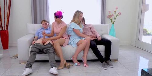 Swap Moms (Penny Barber And Blonde Mom) Use Sperm As Face Cream (Joshua Lewis, Penney Play, Penny Play, Rachael Cavalli)