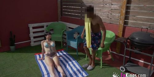 Amateur screw between neighbours! Nadja and her well hung neighbour
