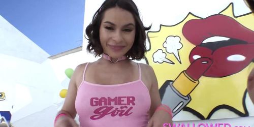 SWALLOWED Nicole Aria and Rose Lynn deepthroating a thick dick and swallowing a load (Aria Rose, Gina Diamond, Mike Adriano)