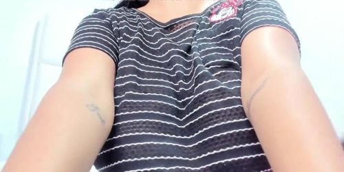 Busty Latina squirts milk while friend hangs around