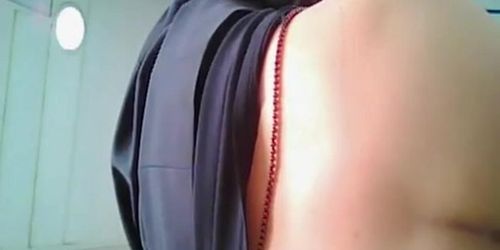 Asian redhead woman spied peeing