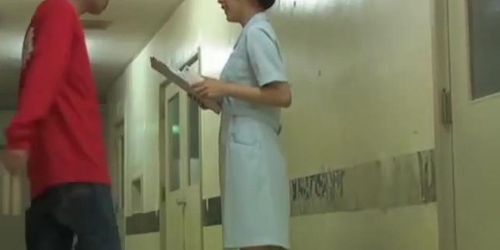 Cheated Japanese nurse under panty sharking