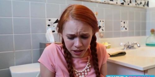 Petite redhead teen Dolly Little gags on Largos big dick