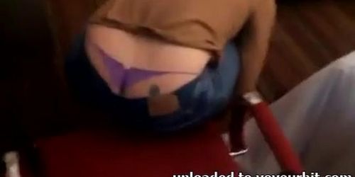 brother catches NOT his sis thong slip 2014