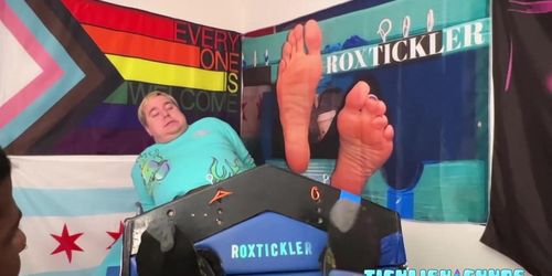 TICKLISH CHUBS - Black amateur tickle torments his restrained chubby dom Matt (John Walton, MattTat3, average_joe149)