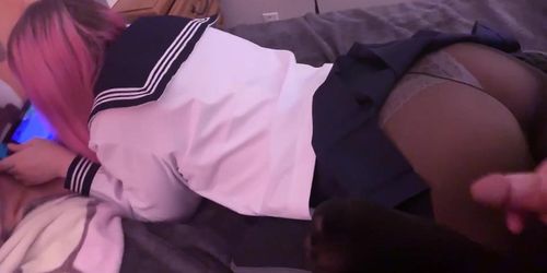 Eri Honey_Cumming on a School Girl's Ass while Shes Ignoring you Playing Video Games