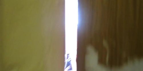 Voyeur catches a blonde cutie undressing on his spy cam (Little butt)