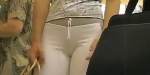 Street candid booty in tight white pants