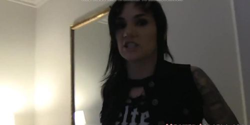 Stunning goth beauties posing during casting (Anna Bell Peaks, Chad Alva, Ophelia Rain)