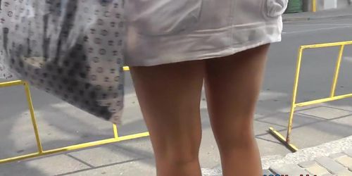 Upskirt treasures of the sexy chick in platform shoes