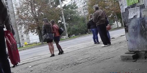 Legal Age Teenager in high heels and pantyhose up petticoat