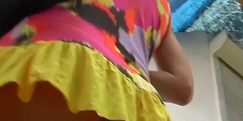 Super short summer suit upskirt