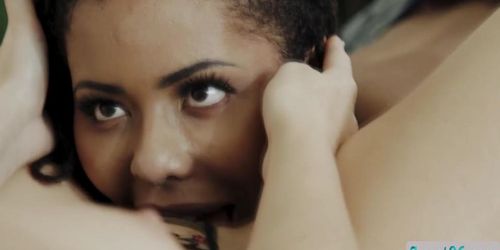 Busty ebony and white lesbians cant stop licking their shaved pussies (Kira Noir, Slimthick Vic)