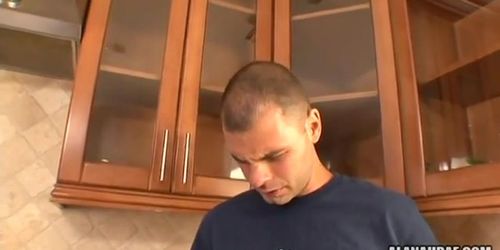 Alanah Rae hardcore threesome in the kitchen