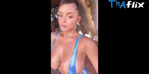 Demi Rose Butt,  Breasts Scene  in Demi Rose Sizzles In Sexy Blue One Piece At Pool Party