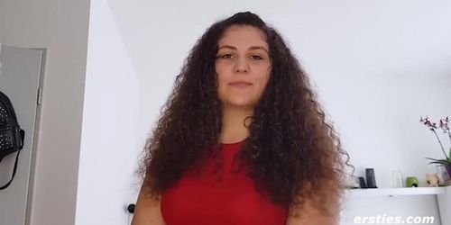 Hot german teen isi b masturbates with vibrator - big natural boobs shaved pussy solo