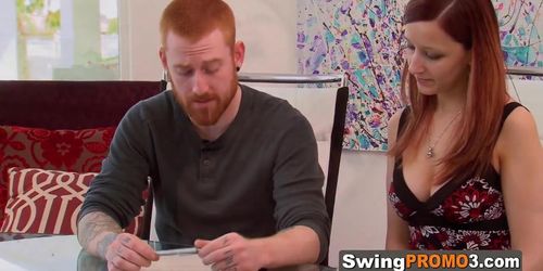 Hot Redhead Gets The Attention Of All New Horny Swingers That Want To Screw Something Different.