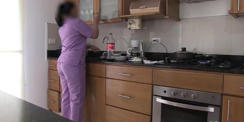 Step Mother With Huge Round Ass Works As A Maid And Gets F