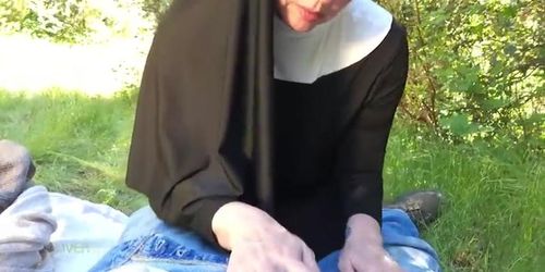 Grace Marie - Horny Mature Milf Nun Fucks Outdoor With Big Natural Boobs & Cumshot