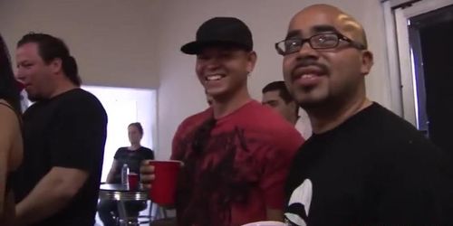 College Party Orgy: Blonde & Brunette Babes Suck & Screw Big Cocks In Public (Barbie Love, Danny Wylde, Hung Lo, Jamie Tyler, Will Powers)