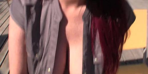Randy Redhead Flasher With Giant Boobs Picked Up From Park Fucked With Facial In Bedroom