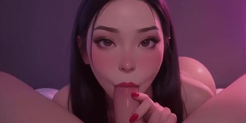 Skinny Asian Teen Deep Throat Pov - Cum In Mouth Blowjob - Ai Generated