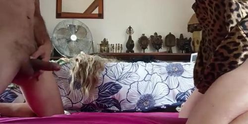 French milf in satin lingerie gets hard fuck - doggy style, ass licking spanking