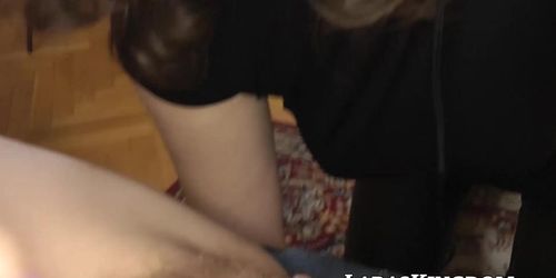 LARAS KINGDOM - Lesbian British MILF eats out young naughty blonde babe (Lara Latex, Lola Taylor)