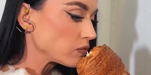 Katy Perry Sexy Scene in Katy Perry Sexy Photos And Video Showing Off Her Hot Legs And Sexually Eating A Giant Croissant During