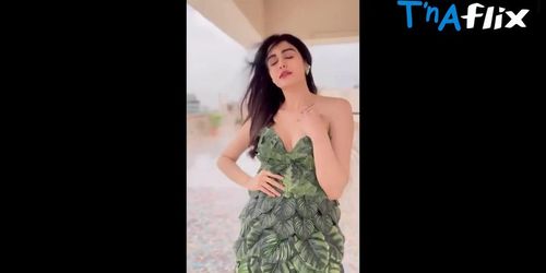 Adah Sharma Breasts Scene  in Adah Sharma Hot In Leaf Dress
