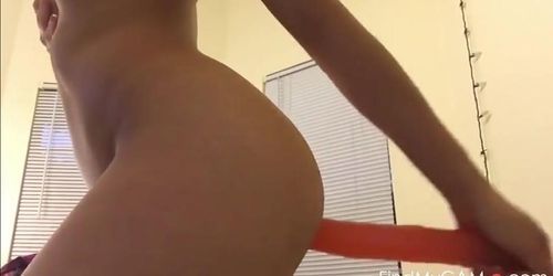 Bulging Her Stomach with a Large Anal Dildo (Video Girl)