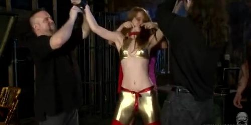 Superheroine Golden Avenger Captured Bound and Utterly Humiliated