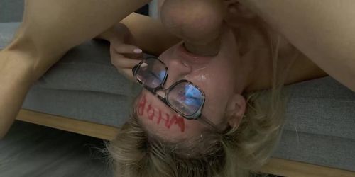sexy whore gets extreme rough fat dick face fucked