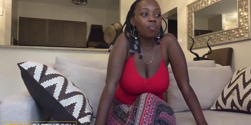 AFRICAN CASTING - Big Tits Black Babe Gets Horny At Last Minute Casting Call Blows Agent (Antonio Benderass)