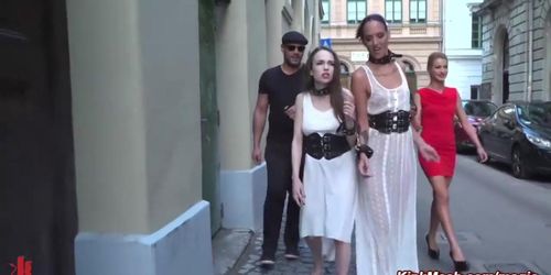 Two European Female Slaves And Publi With Steve Holmes, Antonio Ross And Lyen Parker