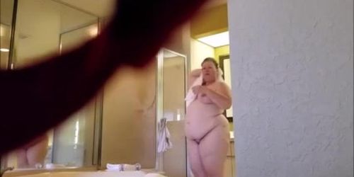 See Grandpa scrub fat Grandma C.K.s fat ass and see her nude in the bathroom in a Florida resort.