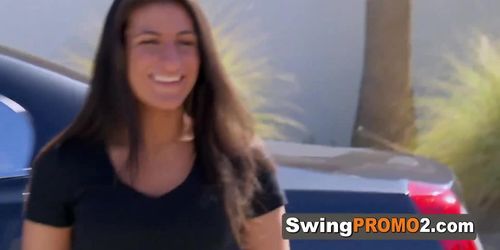 Couple feels the anticipation upon their arrival to the swing house (Couple_Porn)