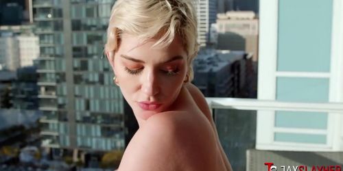 Stunning Girl Skye Blue Enjoys Balcony Sex After Titjob (Jax Slayher, Skyy Black)