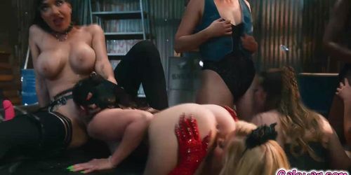 Ana Foxxx urging both gangs to consider a different approach (Blondie Anderson, Casey Calvert, Charlotte Stokely, Lulu Chu, Penny Barber, Serene Siren, Vanessa Sky)