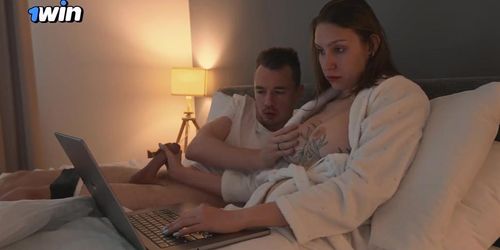 Step mother helps to cum step son in share bed with hand job and tight pussy, but can&#'t... (Cowgirl)