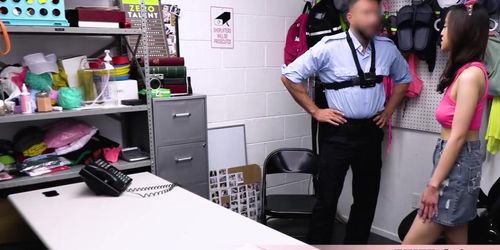 Cute Indian thief chick caught and now she offers her tiny pussy for the mall cop (Alexia Anders, Will Pounder)