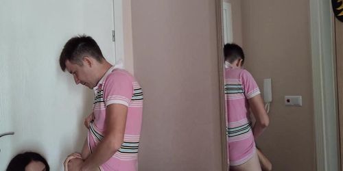 Double Cumshot Of The Neighbor's Wife While Her Husband Jerks Off At Home!