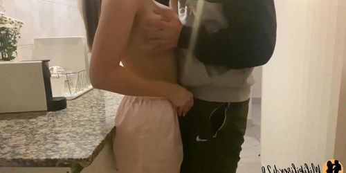 My Roommate Fucks Me Rough In The Kitchen And Cum Inside Me | Creampie