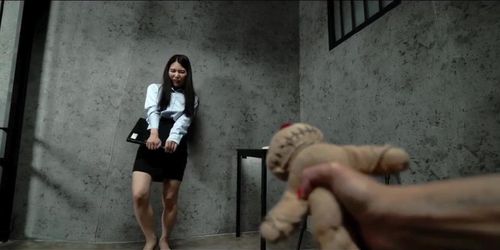 Asian Prison lawyer Rikako Katayama get possessed by voodoo doo and Made To Fuck Every Hole of hers.