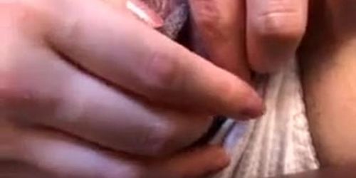 Japanese girl Mai exposes her pussy for a dildo insertion