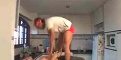 TRAMPLING CRUEL RICK MONTILLA feet domination worktop