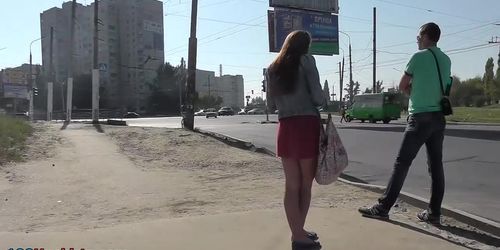 Long-haired beauty has sweet upskirt treasures