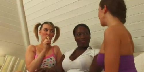 Black and white lesbian three way